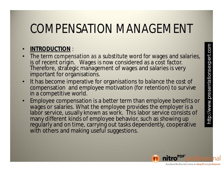 Compensation Management - Meaning and Important Concepts