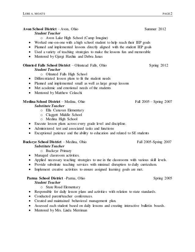 resume activities for high school students
