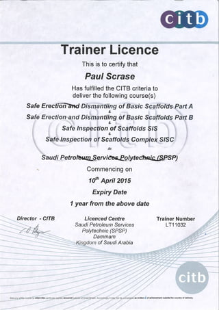 Paul Scrase Trainer licence