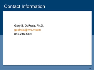 Contact Information
Gary S. DeFraia, Ph.D.
gdefraia@hvc.rr.com
845-216-1392
16
 