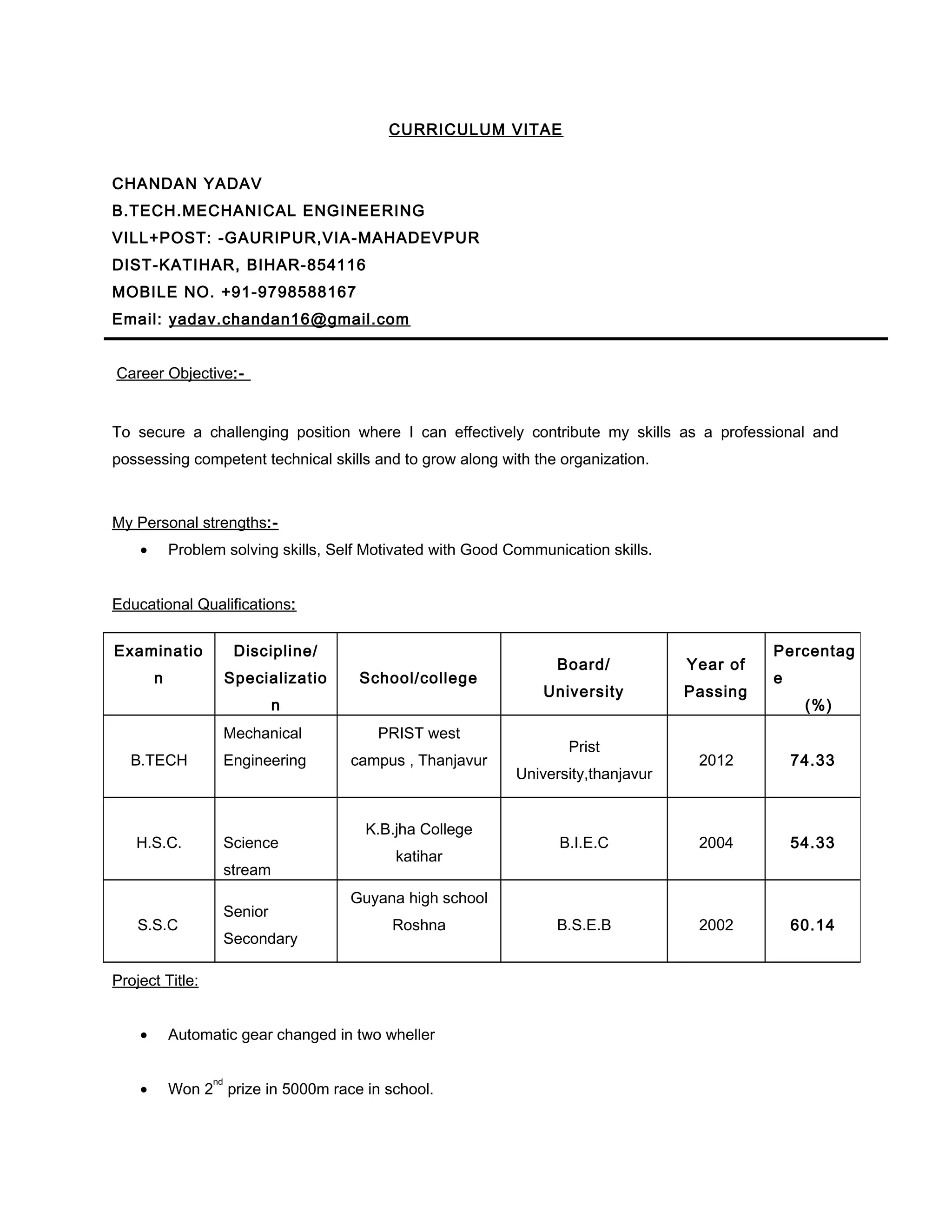 chandan yadav Resume | DOC