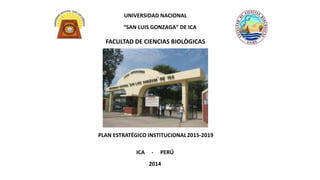 UNIVERSIDAD NACIONAL
“SAN LUIS GONZAGA” DE ICA
FACULTAD DE CIENCIAS BIOLÒGICAS
PLAN ESTRATÉGICO INSTITUCIONAL2015-2019
ICA - PERÚ
2014
 