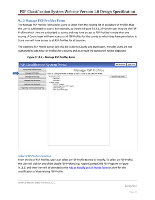 Deliverable #4 - Report of the Online Statewide FSP Classification ...