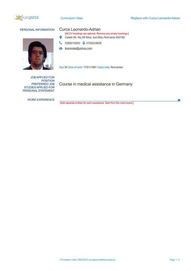CV Curca Leonrdo Engleza | DOC