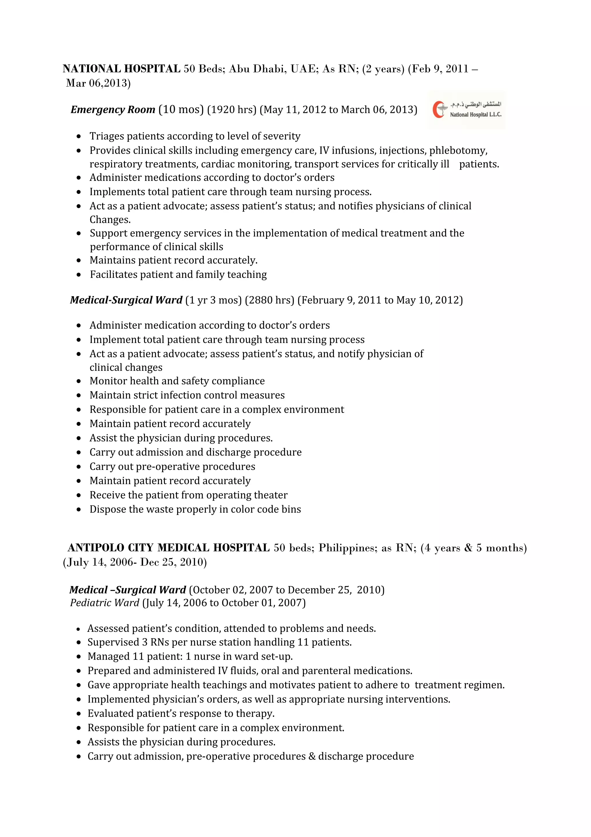 RN Joseph Atienza, HAAD, JCIA -TRAINED Comprehensive CV | DOC