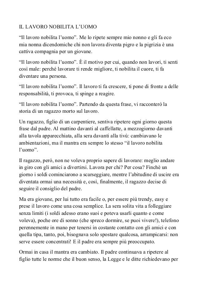 Il Lavoro Nobilita L Uomo