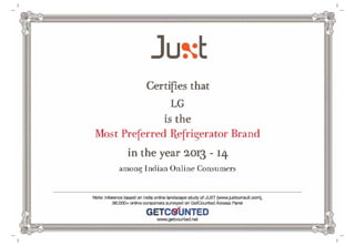 juxt india online_2013-14_ most preferred refrigerator brand