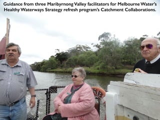 Guidance from three Maribyrnong Valley facilitators for Melbourne Water’s
Healthy Waterways Strategy refresh program’s Catchment Collaborations.
 