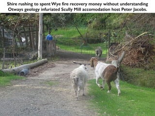 Shire rushing to spent Wye fire recovery money without understanding
Otways geology infuriated Scully Mill accomodation host Peter Jacobs.
 
