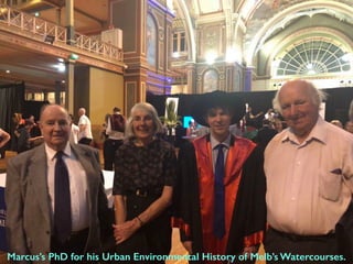 Marcus’s PhD for his Urban Environmental History of Melb’s Watercourses.
 