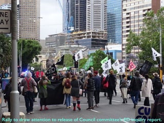 Rally to draw attention to release of Council committee’s ED inquiry report.
 