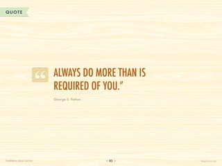 QUOTE




                          Always do more than is
                          required of you.”
                          George S. Patton




CHAPTER 8: GREAT QUOTES                      83    HelpScout.net
 