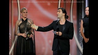 Fatih Akin, director/producer In the Fade, accepts the award for Best Motion Picture Foreign Language with actress Diane Kruger. Paul Drinkwater/Courtesy of NBC
 