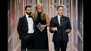 Lee Unkrich, director of Coco, accepts the award for Best Motion Picture Animated. Paul Drinkwater/Courtesy of NBC
 