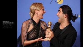 Diane Kruger and
director/producer Fatih Akin
pose with his award for Best
Motion Picture - Foreign
Language for In the Fa...