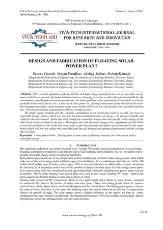 DESIGN AND FABRICATION OF FLOATING SOLAR POWER PLANT | PDF