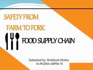 FARMTOFORK
FOODSUPPLYCHAIN
SAFETYFROM
Submitted by: Rishikesh Mishra
16-PGDM-ABPM-76
 