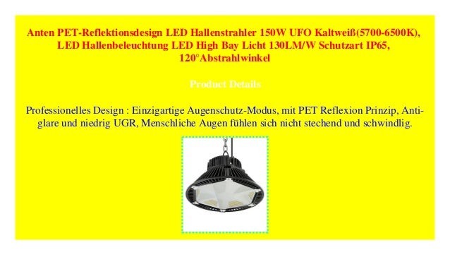 5700-6500K LED Hallenbeleuchtung LED High Bay Licht 130LM//W Schutzart IP65 120/°Abstrahlwinkel 2er Anten PET-Reflektionsdesign LED Hallenstrahler 150W UFO Kaltwei/ß