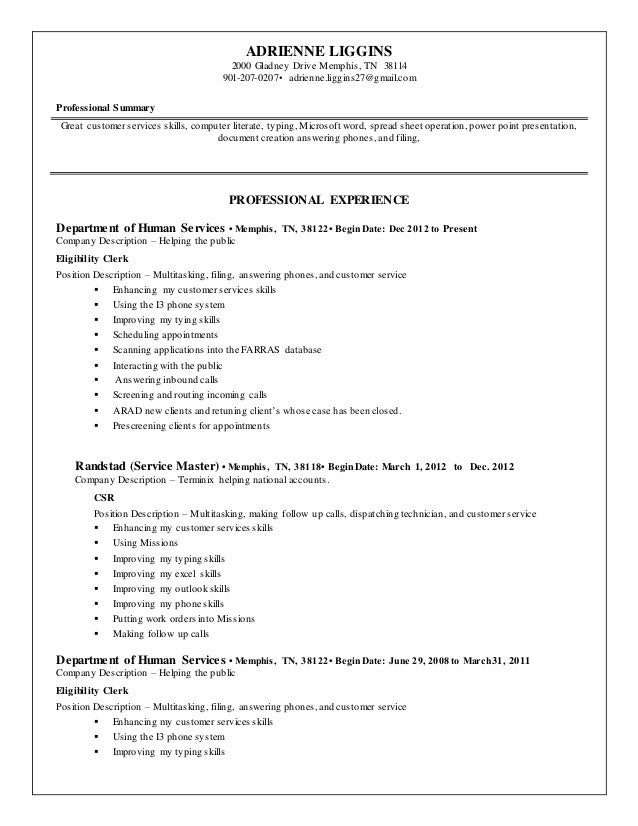 resume typing skills