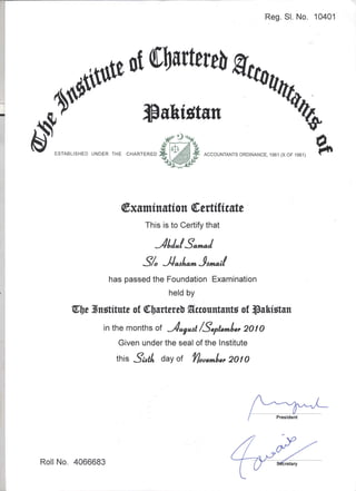 CA Foundation Certificate