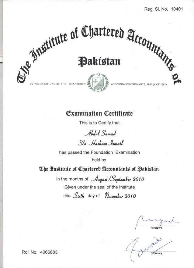 CA Foundation Certificate