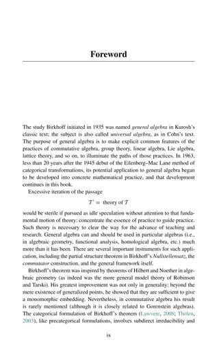 Algebraic theories a categorical introduction to general algebra Adámek ...
