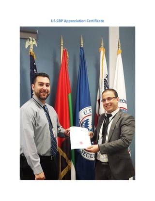 US CBP Appreciation Certificate
 