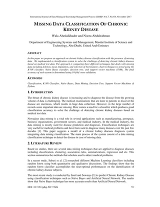 Missing Data Classification of Chronic Kidney Disease | PDF