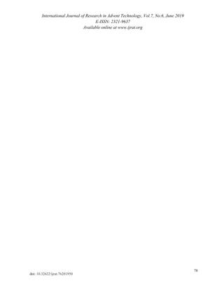 International Journal of Research in Advent Technology, Vol.7, No.6, June 2019
E-ISSN: 2321-9637
Available online at www.ijrat.org
78
doi: 10.32622/ijrat.76201950
 