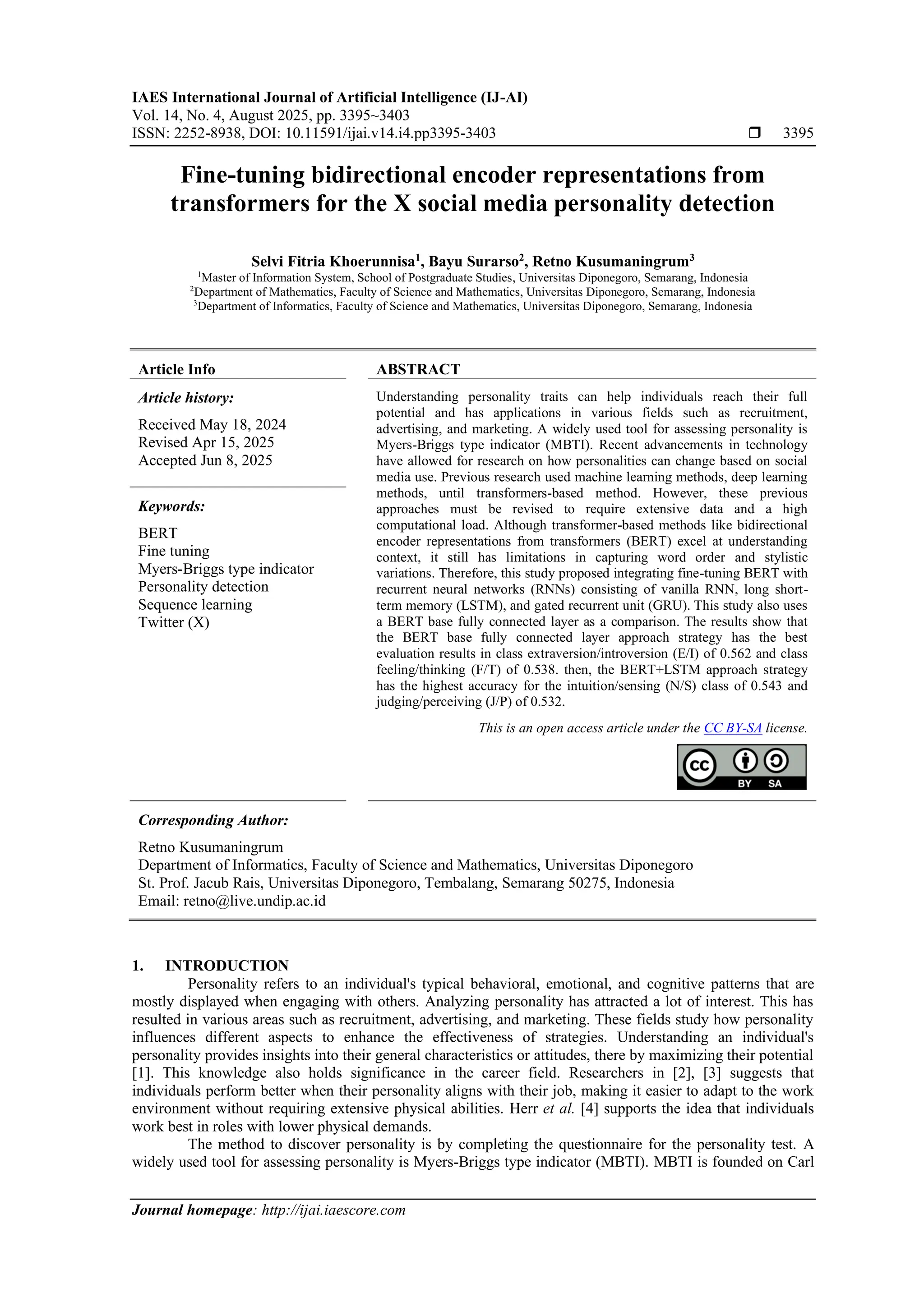 Fine-tuning bidirectional encoder representations from transformers for ...