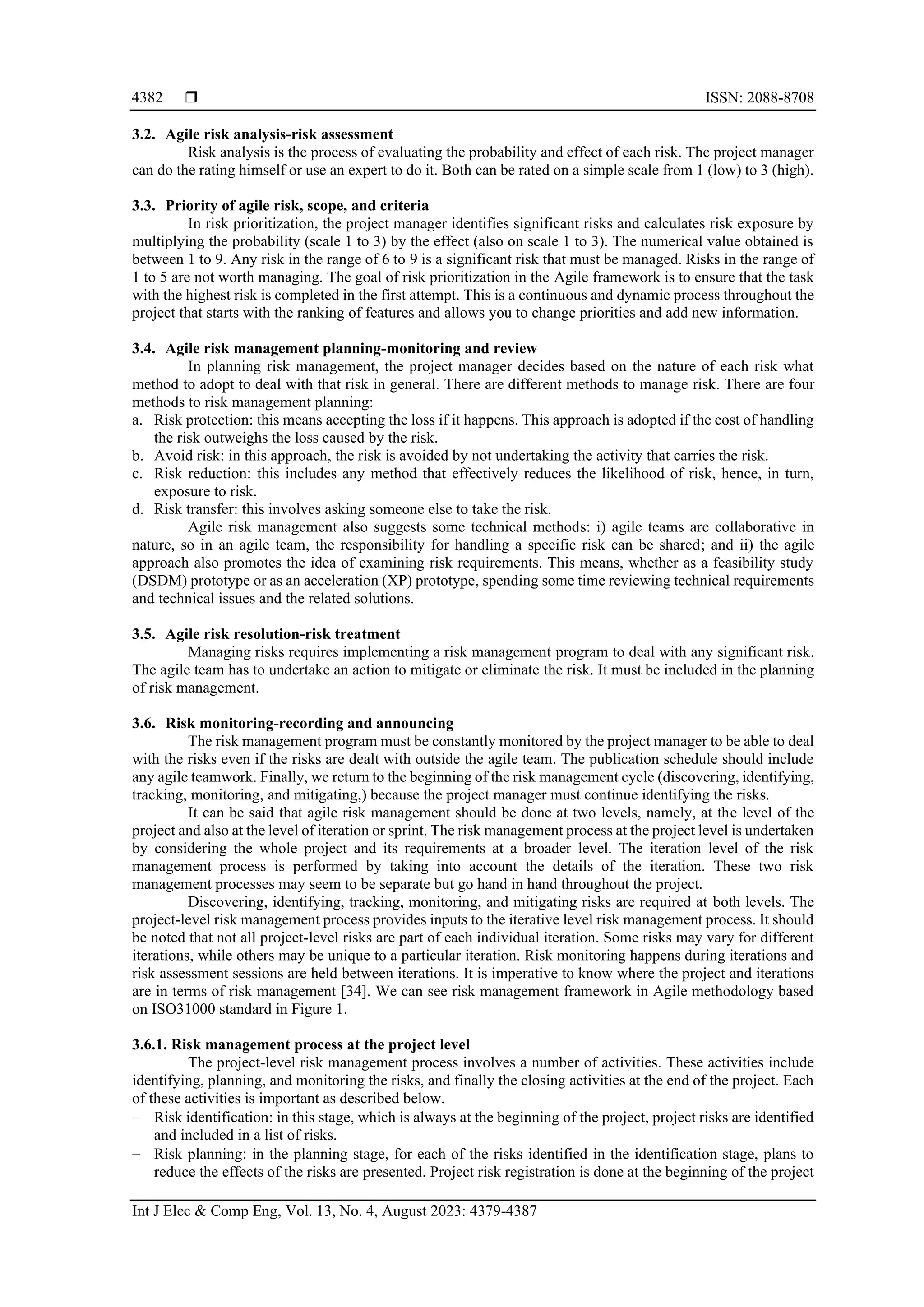 Risk management framework in Agile software development methodology | PDF