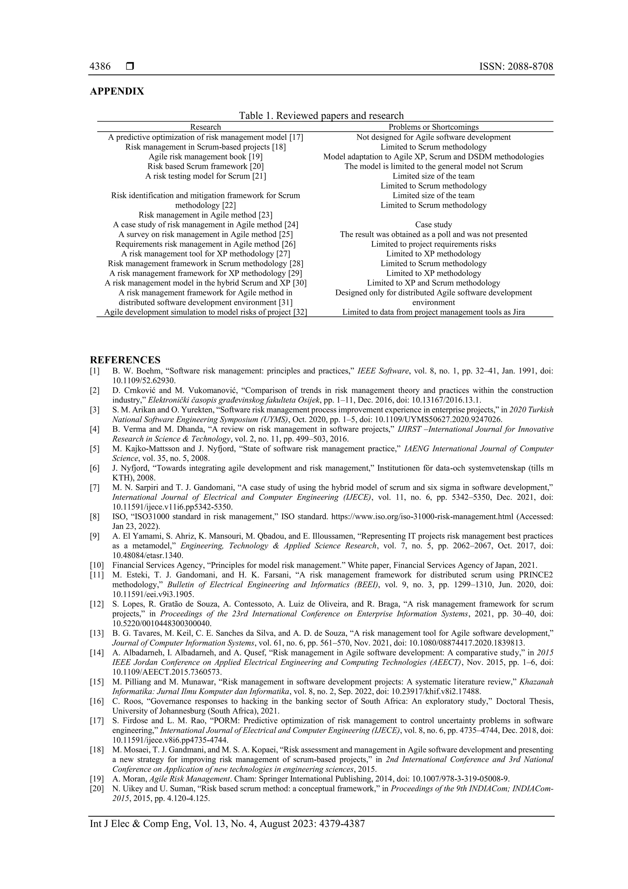 Risk management framework in Agile software development methodology | PDF