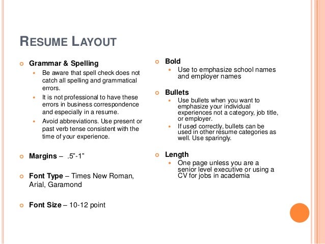 resume font type