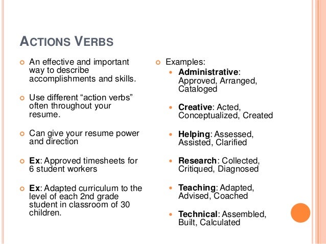 great resume verbs