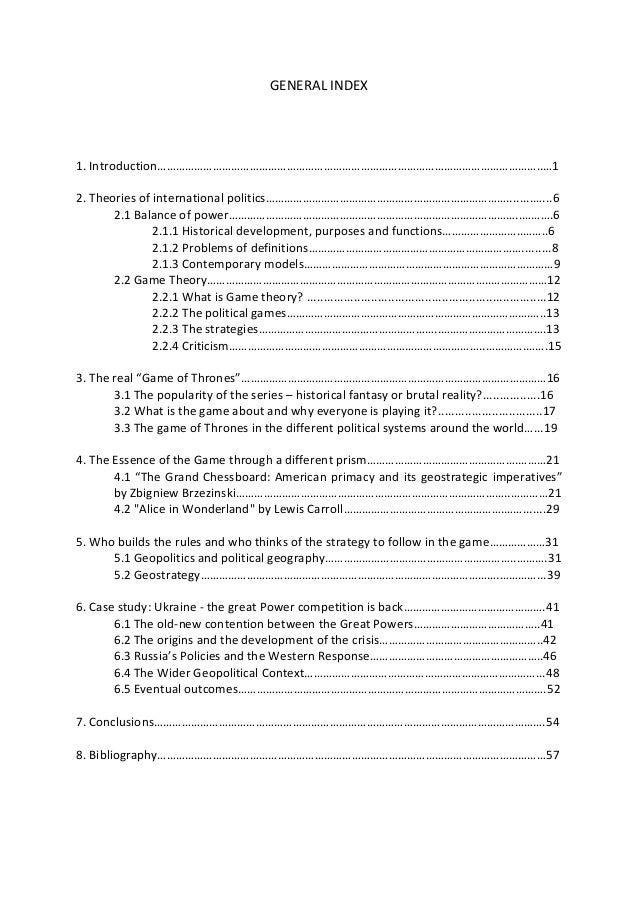 Master thesis game theory