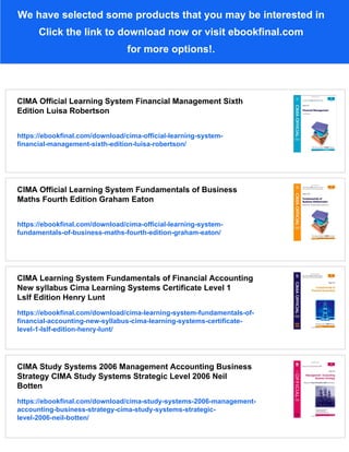 E2 Enterprise Management Managerial Level Sixth Edition CIMA Official ...