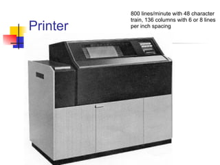 Printer 800 lines/minute with 48 character train, 136 columns with 6 or 8 lines per inch spacing  