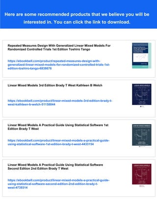 Linear Mixed Models For Longitudinal Data 1997 Corr 2nd Geert Verbeke | PDF