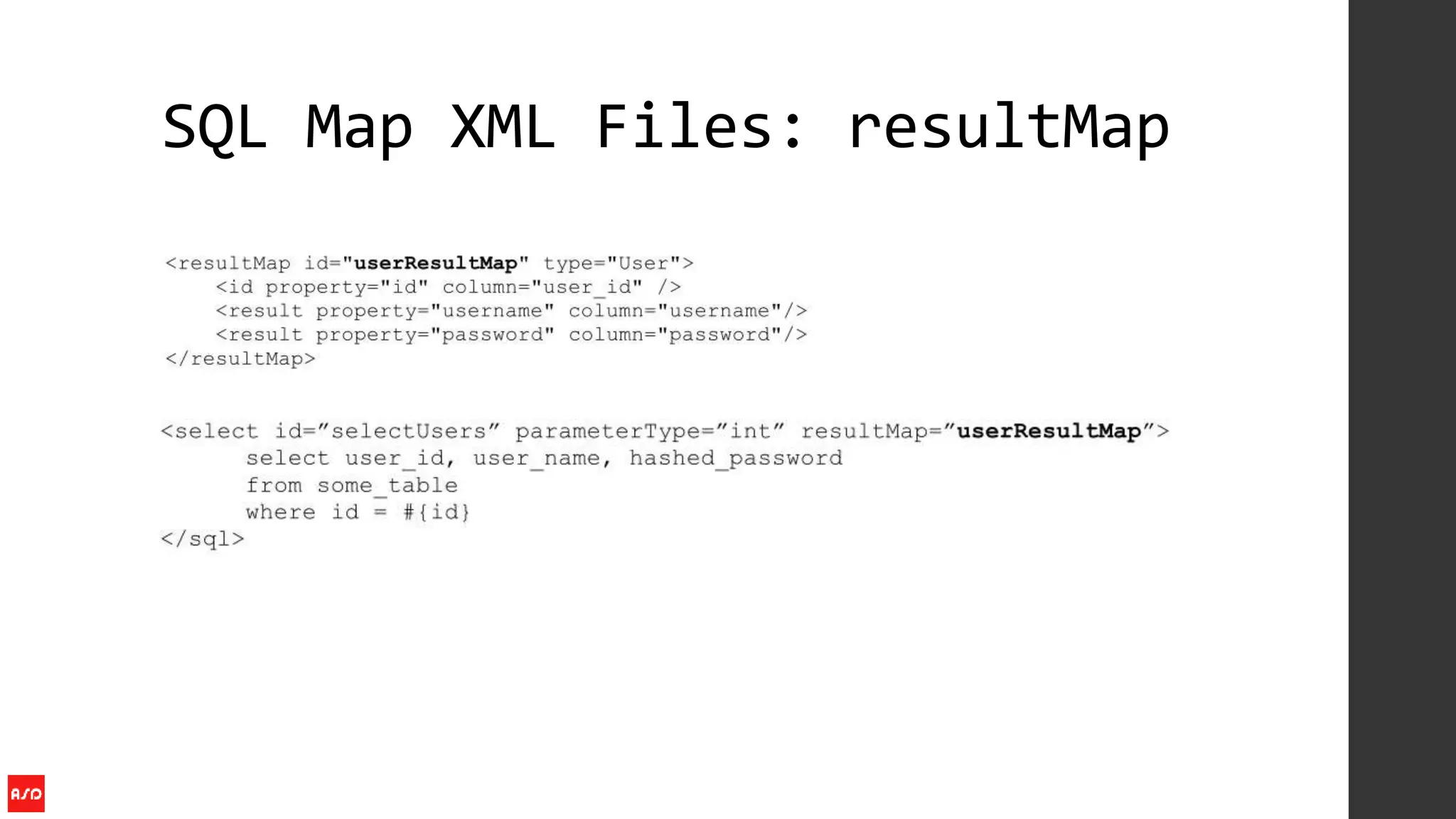 SQL Map XML Files: resultMap
 
