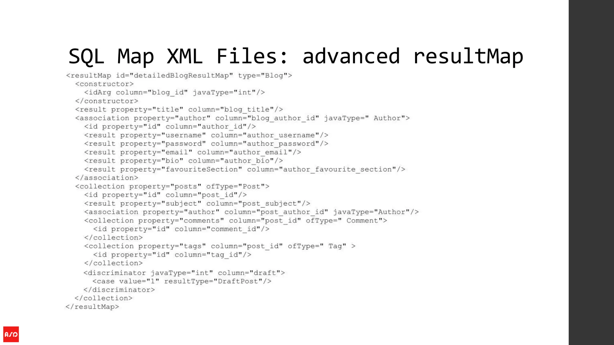 SQL Map XML Files: advanced resultMap
 