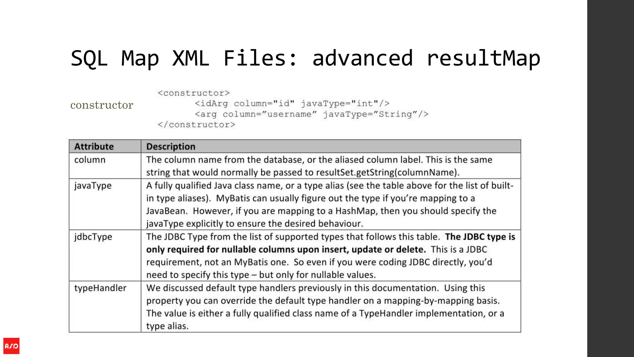 SQL Map XML Files: advanced resultMap
constructor
 