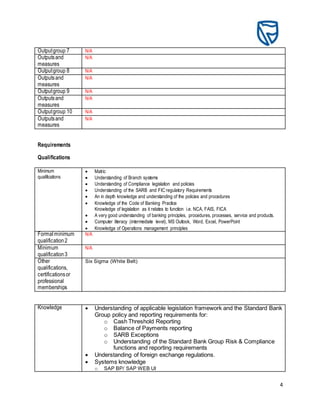 Standard Bank Job Description Template- Regulatory Reporting | PDF
