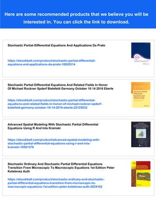 Stochastic Partial Differential Equations And Applications Vii Giuseppe ...