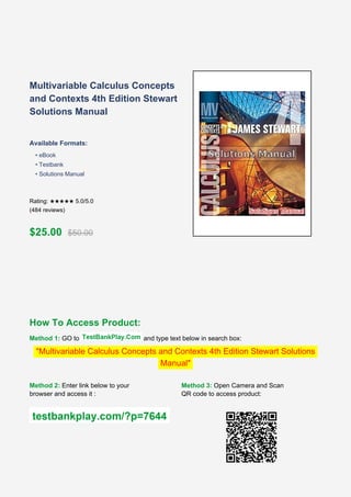 Multivariable Calculus Review.pdf Comprehensive Solutions Manual for Multivariable Calculus Concepts and ...