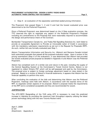 TTC Procurement Authorization for ATC-CBTC | PDF