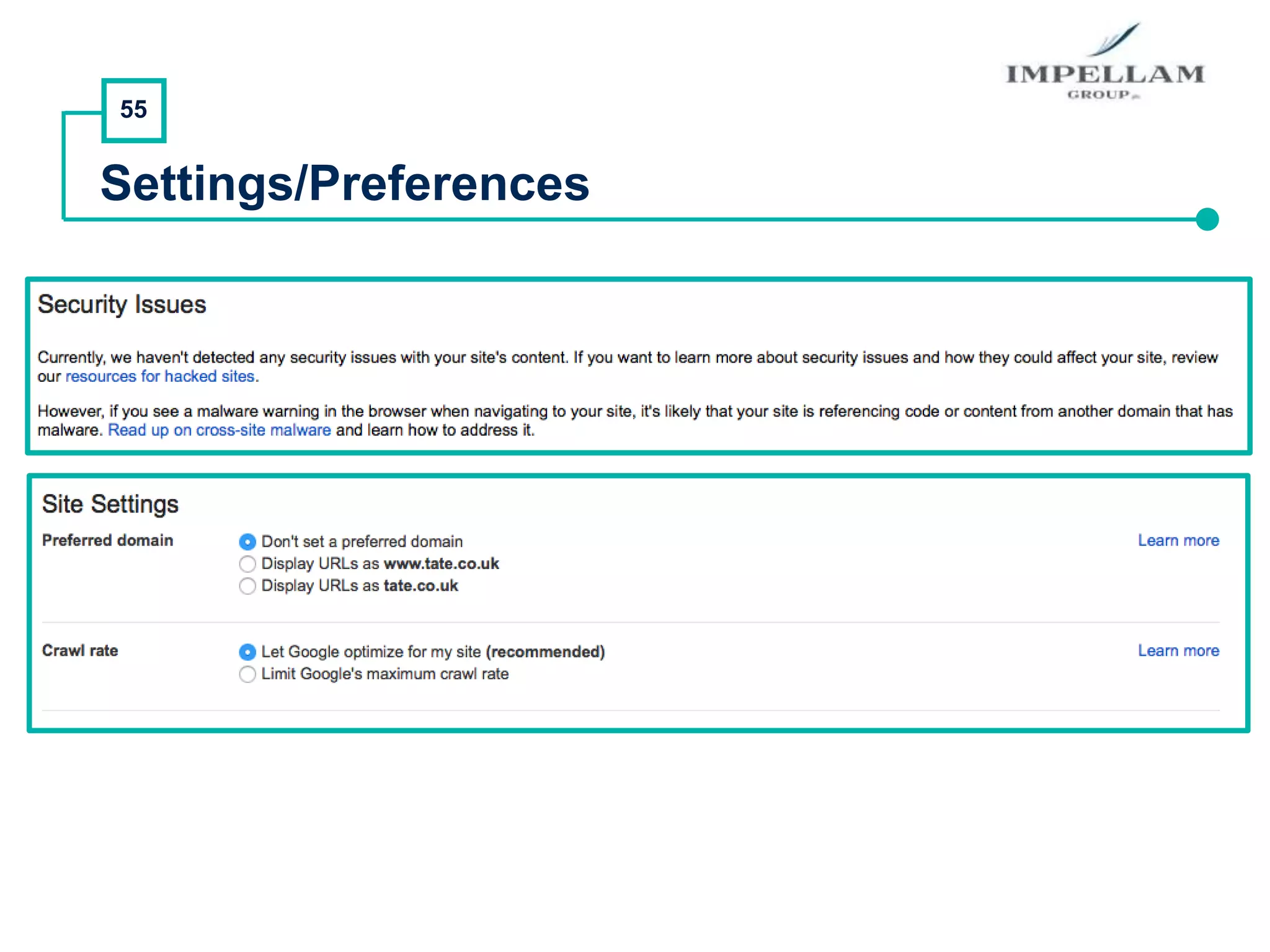 55
Settings/Preferences
 