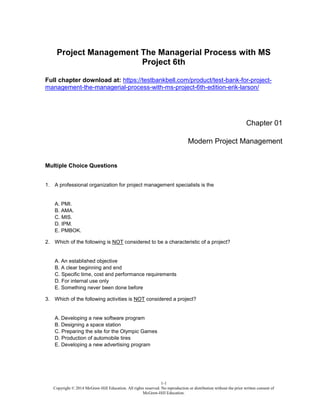 Test Bank for Project Management The Managerial Process with MS Project ...