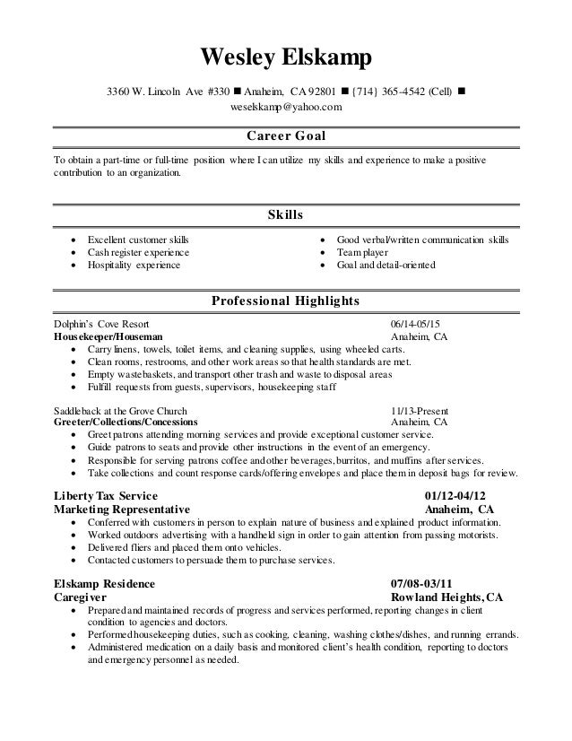 wesley elskamp housekeeping resume 9 housekeeping duties for resumes
