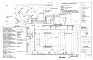 JANITOR
CLOSET
ELECTRICAL
CLOSET
SERVICE CORRIDOR
30x12
14x8
10x6
HVAC-1
DIMENSION: 82"Lx43"Wx22"H
OPR.WT.: 800 LBS
BASE BUILDING 1" HWS/HWR
BASE BUILDING
1 1/4" CHWS/CHWR
16x8
REMOVE CAP
12x10 BASE
16x12 BASE
RUN PIPING CLOSE
N.C.
N.C.
DAMPER TO OPEN
DAMPER TO OPEN
ON DUCT
BUILDING (OA)
BUILDING
WHEN SPACE IS
WHEN HVAC-1 IS
(GX/SX)
IN SMOKE EXHAUST MODE
IN OPERATION
VOLUME DAMPER (TYP.)
SEE NOTE 5
34x10
16x10 12x8
26x14
12x814x8
SEE DIFFUSER NOTE 5
SEE DIFFUSER NOTE 1
SEE DIFFUSER NOTE 1
30x12
8x6
SEE DIFFUSER NOTE 1
SEE DIFFUSER NOTE 5
SEE DIFFUSER NOTE 5
SEE DIFFUSER NOTE 1
SEE DIFFUSER NOTE 2
SEE DIFFUSER NOTE 5
SEE DIFFUSER NOTE 7
SEE DIFFUSER NOTE 3
SEE DIFFUSER NOTE 3
12x8
SEE DIFFUSER
NOTE 4
SEE DIFFUSER
NOTE 6
SEE DIFFUSER NOTE 1
100
RETAIL FLOOR
104
OFFICE/STORAGE
103
SERVICE
102
DOMESTIC ROOM
101
LARGE
FORMAT ROOM
DIFFUSER NOTES:
LINEAR SUPPLY DIFFUSER:
ANEMOSTAT: SLAD-75/TAZR-S-75
(2) 3/4" SLOT, 45 CFM/FT, 6'-0" LONG,
HORIZONTAL PATTERN.
LINEAR SUPPLY DIFFUSER:
ANEMOSTAT: SLAD-75/TAZR-S-75
(2) 3/4" SLOT, 35 CFM/FT, 6'-0" LONG,
HORIZONTAL PATTERN.
LINEAR SUPPLY DIFFUSER:
ANEMOSTAT: SLAD-100/TAZR-S-100
(2) 1" SLOT, 70 CFM/FT, 6'-0" LONG,
VERTICAL PATTERN.
LINEAR SUPPLY DIFFUSER:
ANEMOSTAT: SLAD-50/TAZR-S-50
(2) 1/2" SLOT, 35 CFM/FT, 4'-0" LONG,
HORIZONTAL PATTERN.
RETURN AIR DIFFUSER:
ANEMOSTAT: SLAR-75/TAZR-S-75
(2) 3/4" SLOT.
RETURN AIR DIFFUSER:
ANEMOSTAT: SLAR-50/TAZR-S-50
(2) 1/2" SLOT.
RETURN AIR DIFFUSER:
ANEMOSTAT: SLAR-100/TAZR-S-10
(2) 1" SLOT.
ALL VOLUME DAMPERS IN DUCTS
SERVING THE PLENUMS
SHALL BE CABLE OPERATED.
1.
2.
3.
4.
5.
6.
7.
8.
1 1/4" CONDENSATE LINE TO FUNNEL DRAIN
(SEE PLUMBINGS: P-001.00 AND P-002.00)
F.C.
NOTES:
1. THE HVAC UNIT WILL BE SUPPORTED AT
(6) LOCATIONS AS SHOWN BY 3/8" THREADEDTO COLUMN
RODS THAT CONNECT TO CONCRETE INSERTS
PHILIPS J38C OR EQUAL.
SEE NOTE 1
DRAWN BY:
FILENAME:
CHECKED BY:
PROJ. NUM:
ISSUED:
SET:
LEVEL LL2 LL2370
UPPER LEVEL WALL STREET
180 VARICK STREET, SUITE 1316
NEW YORK, NY 10014
P: 212.627.0240
F: 212.627.0242
ANDRE KIKOSKI ARCHITECT, PLLC
ARCHITECT:
UPPER LEVEL WALL STREET
LEVEL LL2 LL2370
WORLD TRADE CENTER, NYC
HENRY MEER
CLIENT:
DOCUMENT:Y:3108HVAC11-07-14-BIDSET3108_HVAC.DWGDATE:December4,2014TIME:10:24AM
SEAL & SIGNATURE:
SHEET OF
NO. REVISION/SUBMISSION DATE
LORE WINE & SPIRITS
SC
AK
171 MADISON AVENUE
SUITE 308
NEW YORK, NY 10016
(212) 532-5335
OPIE ATHWAL
MEP ENGINEER
N
PROJECT NORTH
ANDRE KIKOSKI ARCHITECT, PLLC. COPYRIGHT ©2014
137 EAST 25TH STREET
11TH FLOOR
NEW YORK, NY 10010
(212) 674-4488
COOLEY MONATO STUDIO
LIGHTING DESIGNER
7 WORLD TRADE CTR, 250 GREENWICH ST
37TH FLOOR
NEW YORK, NY 10007
(212) 822-1110
WESTFIELD, LLC
DEVELOPER
FOR QAD FILING
FOR CONSTRUCTION
CONFIDENTIAL
DO NOT DUPLICATE
1402
100% CD SET
12.05.2014
M-003.00
3108_HVAC
HVAC PLAN
MEER WINE & SPIRITS
1' 2'0 4'
01 1/2"=1'-0"
HVAC PLAN
MEER WINE & SPIRITS
3 13
 