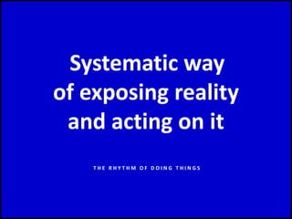 Systematic way
of exposing reality
and acting on it
T H E R H Y T H M O F D O I N G T H I N G S
 
